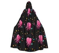 Halloween Adult Hooded Cape Cloak MSRHIUEF Heart-shaped jellyfish Printing Super Large Hooded Cloak with Bow Tie