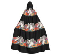 Halloween Adult Hooded Cape Cloak MSRHIUEF Kitten on the carpet Printing Super Large Hooded Cloak with Bow Tie
