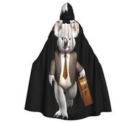 Halloween Adult Hooded Cape Cloak MSRHIUEF Koala carrying a briefcase Printing Super Large Hooded Cloak with Bow Tie
