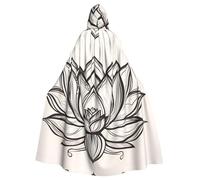 Halloween Adult Hooded Cape Cloak MSRHIUEF Lotus Flower Namaste Printing Super Large Hooded Cloak with Bow Tie