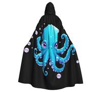 Halloween Adult Hooded Cape Cloak MSRHIUEF Octopus in bubbles Printing Super Large Hooded Cloak with Bow Tie