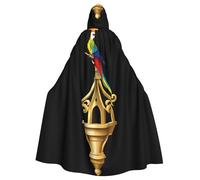 Halloween Adult Hooded Cape Cloak MSRHIUEF Parrot on the bell tower Printing Super Large Hooded Cloak with Bow Tie