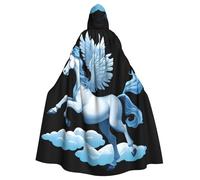 Halloween Adult Hooded Cape Cloak MSRHIUEF Pegasus on the clouds Printing Super Large Hooded Cloak with Bow Tie