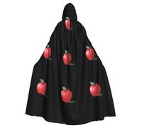 Halloween Adult Hooded Cape Cloak MSRHIUEF Red apple Printing Super Large Hooded Cloak with Bow Tie