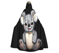 Halloween Adult Hooded Cape Cloak MSRHIUEF Smiling koala Printing Super Large Hooded Cloak with Bow Tie
