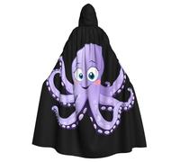 Halloween Adult Hooded Cape Cloak MSRHIUEF Smiling octopus Printing Super Large Hooded Cloak with Bow Tie