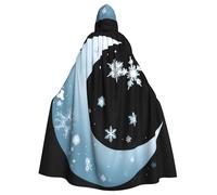 Halloween Adult Hooded Cape Cloak MSRHIUEF Snowflakes on the moon Printing Super Large Hooded Cloak with Bow Tie