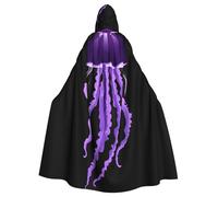 Halloween Adult Hooded Cape Cloak MSRHIUEF Swimming purple jellyfish Printing Super Large Hooded Cloak with Bow Tie