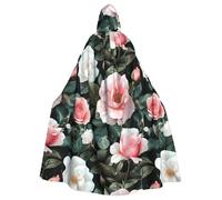 Halloween Adult Hooded Cape Cloak MSRHIUEF The fragrance of flowers Printing Super Large Hooded Cloak with Bow Tie