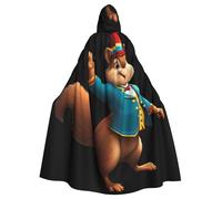 Halloween Adult Hooded Cape Cloak MSRHIUEF The squirrel who directs the circus Printing Super Large Hooded Cloak with Bow Tie