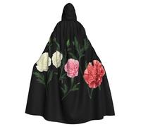 Halloween Adult Hooded Cape Cloak MSRHIUEF Various carnations Printing Super Large Hooded Cloak with Bow Tie