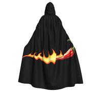 Halloween Adult Hooded Cape Cloak WHJSSF Burning pepper Printed Super Large Hooded Cloak with Bow Tie