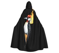 Halloween Adult Hooded Cape Cloak WHJSSF Burning Woodpecker Printed Super Large Hooded Cloak with Bow Tie