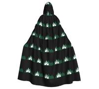 Halloween Adult Hooded Cape Cloak WHJSSF Castle hidden in the forest Printed Super Large Hooded Cloak with Bow Tie