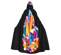 Halloween Adult Hooded Cape Cloak WHJSSF Colored crystals Printed Super Large Hooded Cloak with Bow Tie