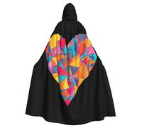 Halloween Adult Hooded Cape Cloak WHJSSF Colorful love fragments Printed Super Large Hooded Cloak with Bow Tie