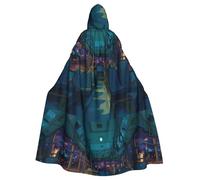 Halloween Adult Hooded Cape Cloak WHJSSF Empty seats on the last train Printed Super Large Hooded Cloak with Bow Tie