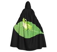 Halloween Adult Hooded Cape Cloak WHJSSF Frog on green leaf Printed Super Large Hooded Cloak with Bow Tie