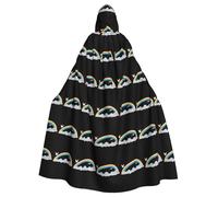 Halloween Adult Hooded Cape Cloak WHJSSF Geese flying in the rainbow Printed Super Large Hooded Cloak with Bow Tie