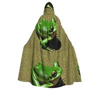 Halloween Adult Hooded Cape Cloak WHJSSF Green Frog Shadow Printed Super Large Hooded Cloak with Bow Tie