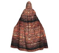 Halloween Adult Hooded Cape Cloak WHJSSF Industrial Brick Wall Background Printed Super Large Hooded Cloak with Bow Tie