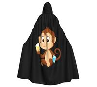 Halloween Adult Hooded Cape Cloak WHJSSF Little monkey holding diamond Printed Super Large Hooded Cloak with Bow Tie