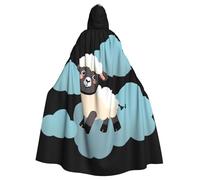 Halloween Adult Hooded Cape Cloak WHJSSF Little sheep in the clouds Printed Super Large Hooded Cloak with Bow Tie