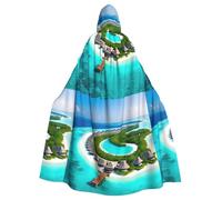 Halloween Adult Hooded Cape Cloak WHJSSF Maldives Scenery Printed Super Large Hooded Cloak with Bow Tie