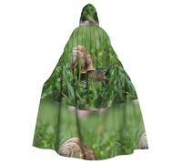 Halloween Adult Hooded Cape Cloak WHJSSF Snail crawling on the grass Printed Super Large Hooded Cloak with Bow Tie
