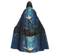 Halloween Adult Hooded Cape Cloak WHJSSF The flying star of the sea Printed Super Large Hooded Cloak with Bow Tie
