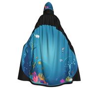 Halloween Adult Hooded Cape Cloak WHJSSF The Happy World of Little Fish Printed Super Large Hooded Cloak with Bow Tie