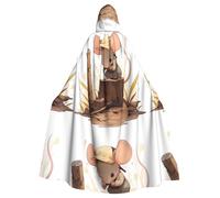 Halloween Adult Hooded Cape Cloak WHJSSF The little mouse making faces Printed Super Large Hooded Cloak with Bow Tie