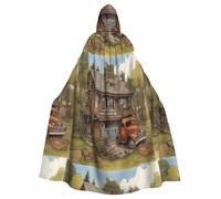 Halloween Adult Hooded Cape Cloak YYHHAOFA A house Pattern Super Large Hooded Cloak with Bow Tie