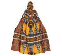 Halloween Adult Hooded Cape Cloak YYHHAOFA African National Patterns Pattern Super Large Hooded Cloak with Bow Tie