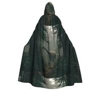 Halloween Adult Hooded Cape Cloak YYHHAOFA Big dinosaur in the forest Pattern Super Large Hooded Cloak with Bow Tie