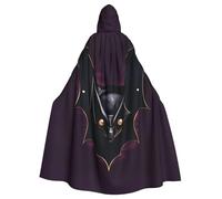Halloween Adult Hooded Cape Cloak YYHHAOFA Black Ghost Bat Pattern Super Large Hooded Cloak with Bow Tie