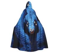 Halloween Adult Hooded Cape Cloak YYHHAOFA blue snake Pattern Super Large Hooded Cloak with Bow Tie