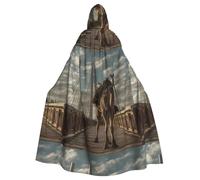 Halloween Adult Hooded Cape Cloak YYHHAOFA Camel on the bridge Pattern Super Large Hooded Cloak with Bow Tie