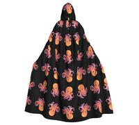 Halloween Adult Hooded Cape Cloak YYHHAOFA Colorful cute octopus Pattern Super Large Hooded Cloak with Bow Tie