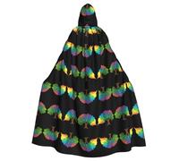Halloween Adult Hooded Cape Cloak YYHHAOFA Colorful fallen leaves like a rainbow Pattern Super Large Hooded Cloak with Bow Tie