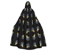 Halloween Adult Hooded Cape Cloak YYHHAOFA Colorful pompoms in pocket Pattern Super Large Hooded Cloak with Bow Tie