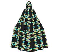 Halloween Adult Hooded Cape Cloak YYHHAOFA Colorful rainbow fish swimming in the blue ocean Pattern Super Large Hooded Cloak with Bow Tie