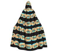 Halloween Adult Hooded Cape Cloak YYHHAOFA Crabs walking on the beach Pattern Super Large Hooded Cloak with Bow Tie