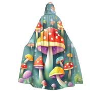 Halloween Adult Hooded Cape Cloak YYHHAOFA Cute colored mushrooms Pattern Super Large Hooded Cloak with Bow Tie