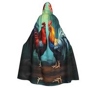 Halloween Adult Hooded Cape Cloak YYHHAOFA Cute Rooster Chickens Pattern Super Large Hooded Cloak with Bow Tie