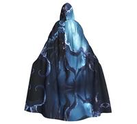 Halloween Adult Hooded Cape Cloak YYHHAOFA Deep Sea Octopus Monster Pattern Super Large Hooded Cloak with Bow Tie