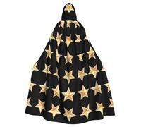 Halloween Adult Hooded Cape Cloak YYHHAOFA Double-stacked five-pointed stars Pattern Super Large Hooded Cloak with Bow Tie