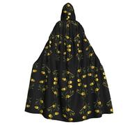 Halloween Adult Hooded Cape Cloak YYHHAOFA Eye-catching little yellow flowers Pattern Super Large Hooded Cloak with Bow Tie