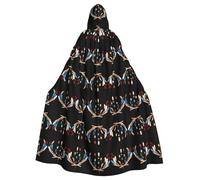 Halloween Adult Hooded Cape Cloak YYHHAOFA Feather Wind Chime Pattern Super Large Hooded Cloak with Bow Tie