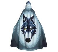 Halloween Adult Hooded Cape Cloak YYHHAOFA Fierce wolf head Pattern Super Large Hooded Cloak with Bow Tie